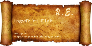 Ungvári Elek névjegykártya